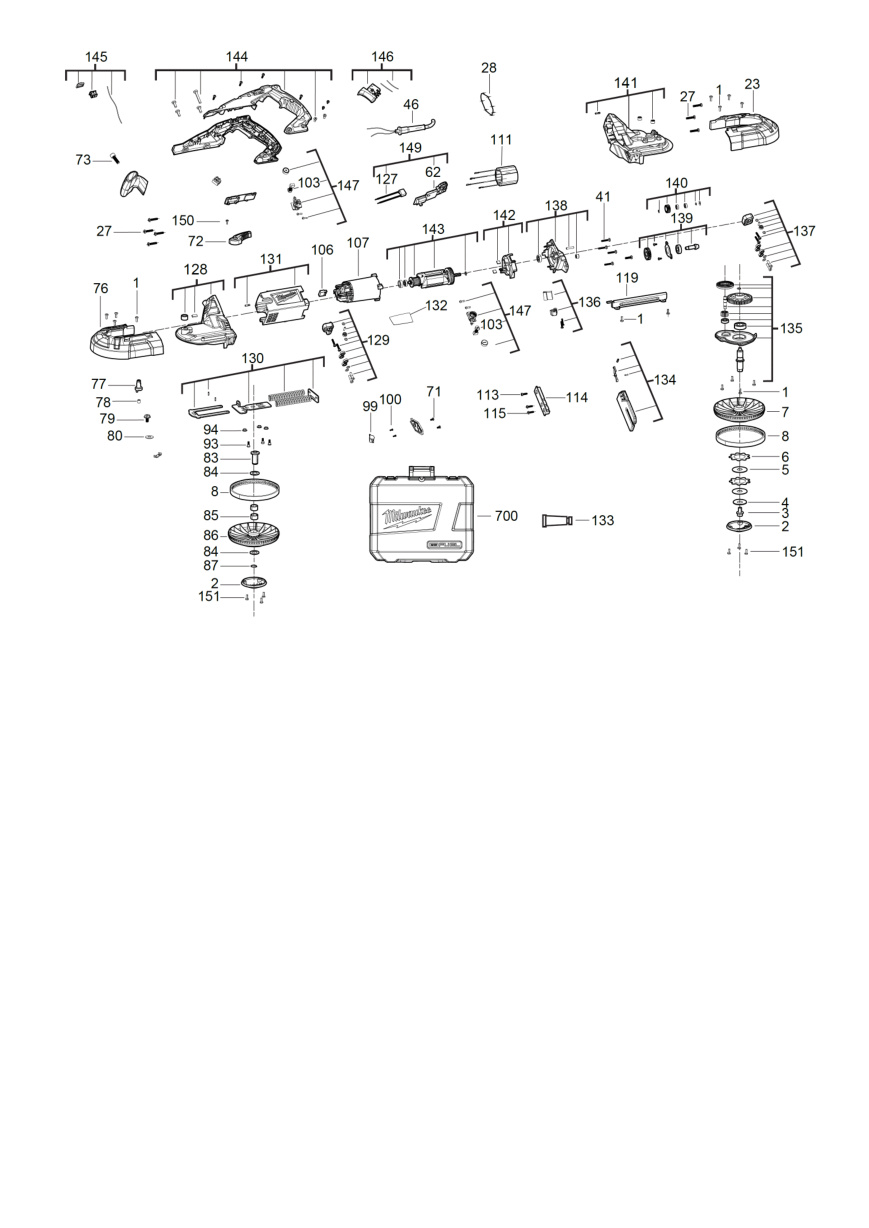 Взрыв-схема Пила Milwaukee BS125 220-240V