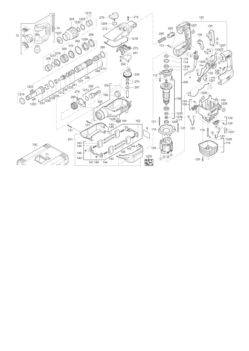 Взрыв-схема Отбойный молоток Milwaukee K700S
