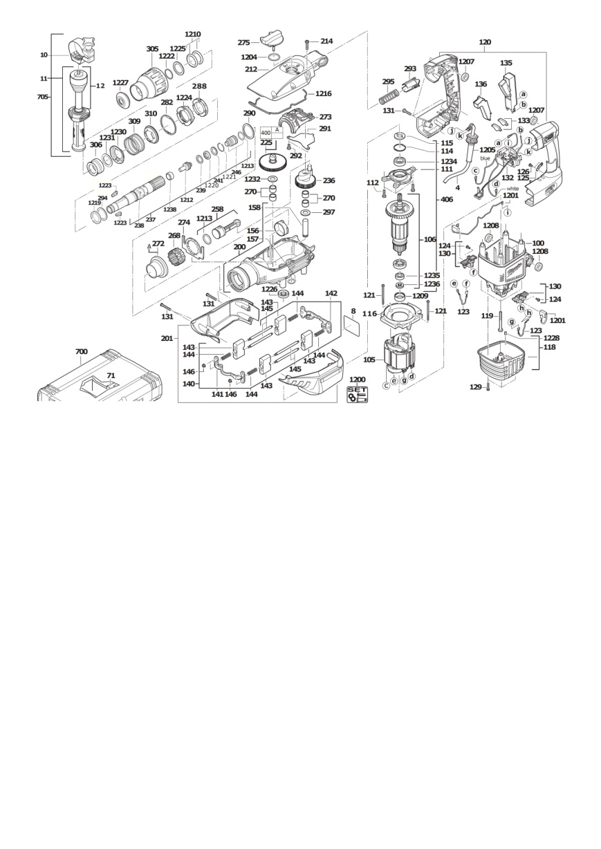 Взрыв-схема Отбойный молоток Milwaukee K750S