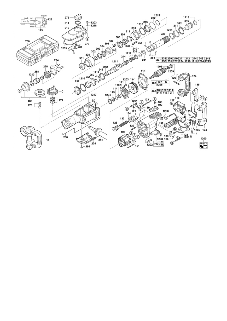Взрыв-схема Отбойный молоток Milwaukee K950S