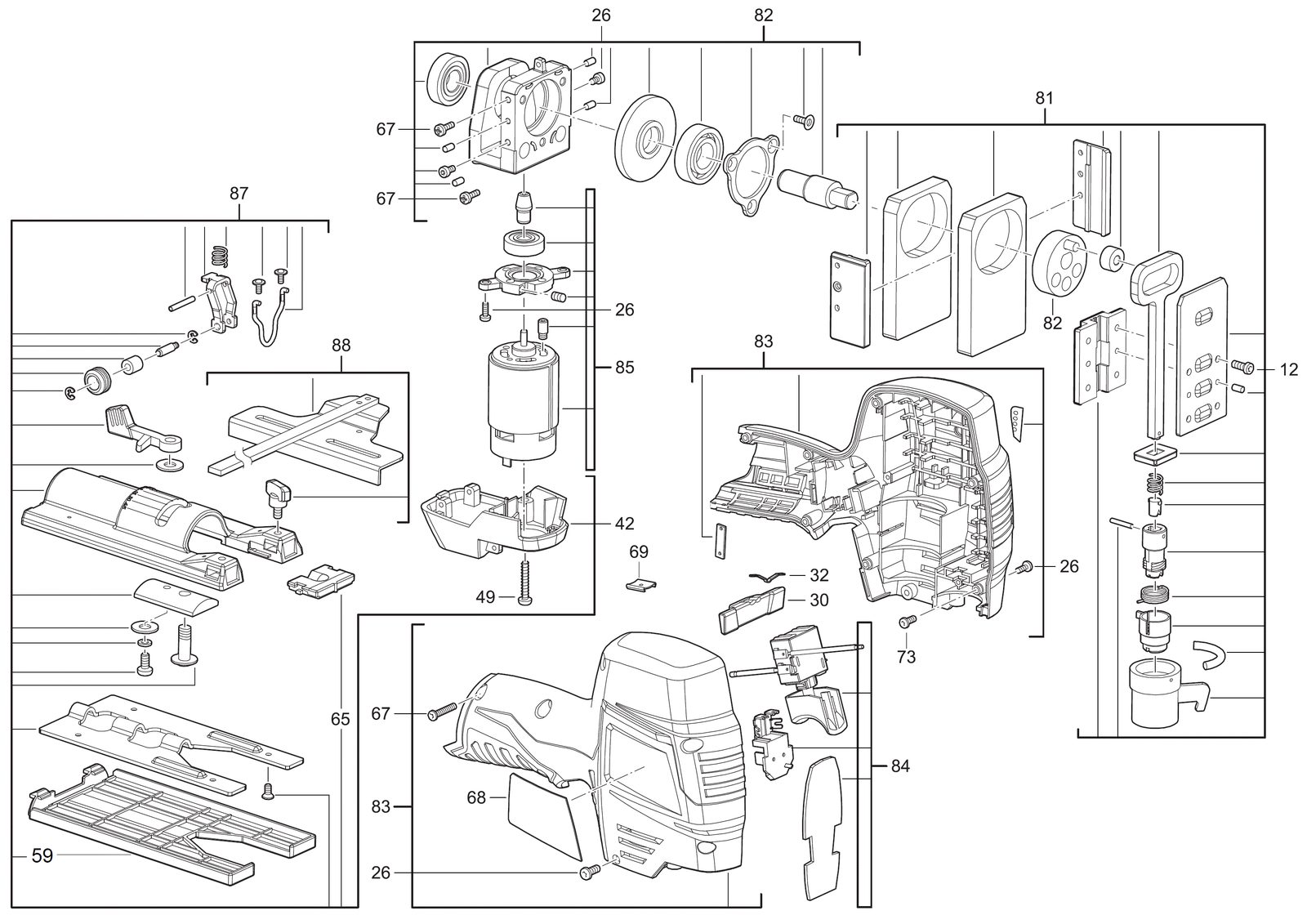Взрыв-схема Лобзик Milwaukee M12JS-402B