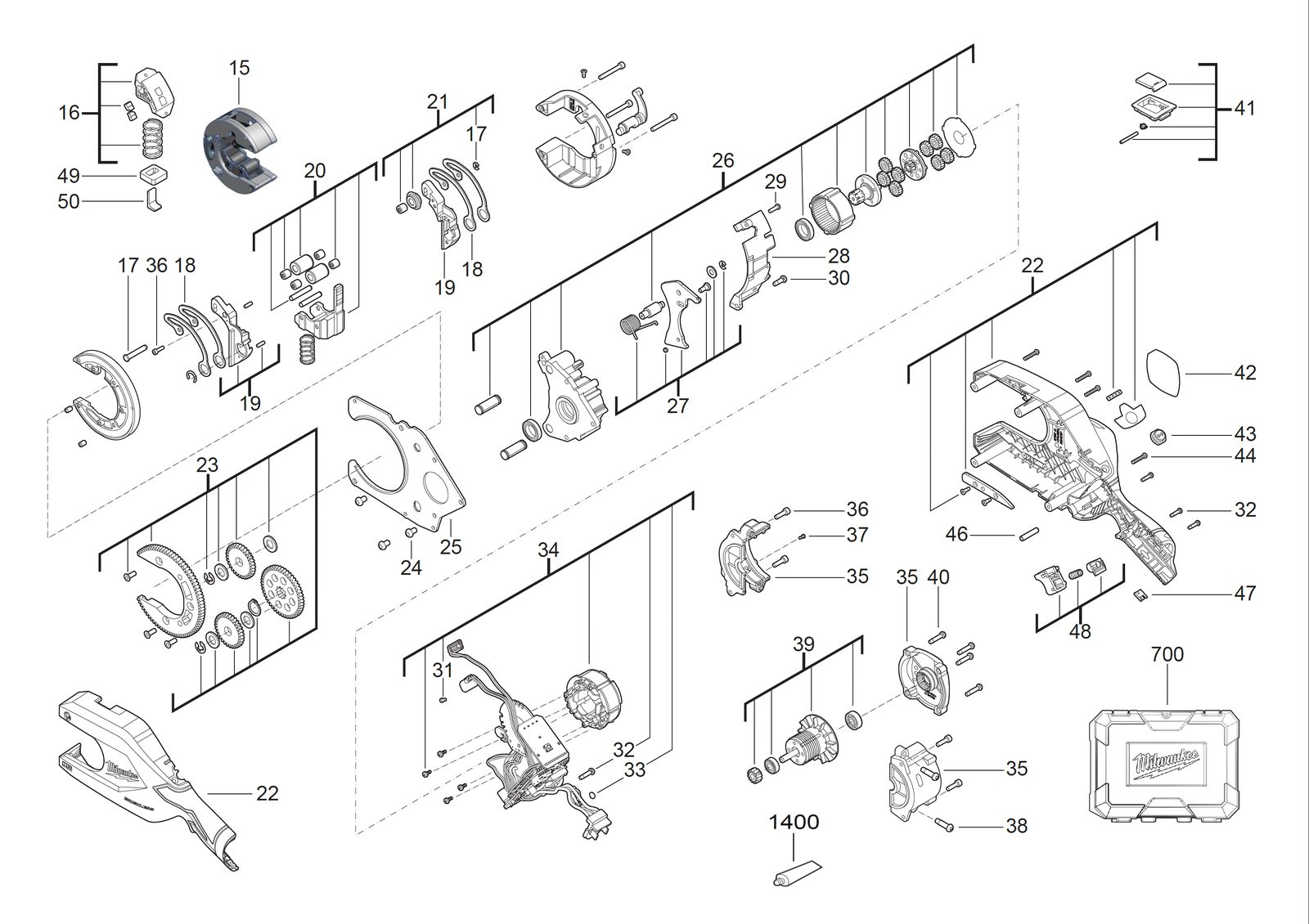 Взрыв-схема Пила Milwaukee M12PCSS54-402C