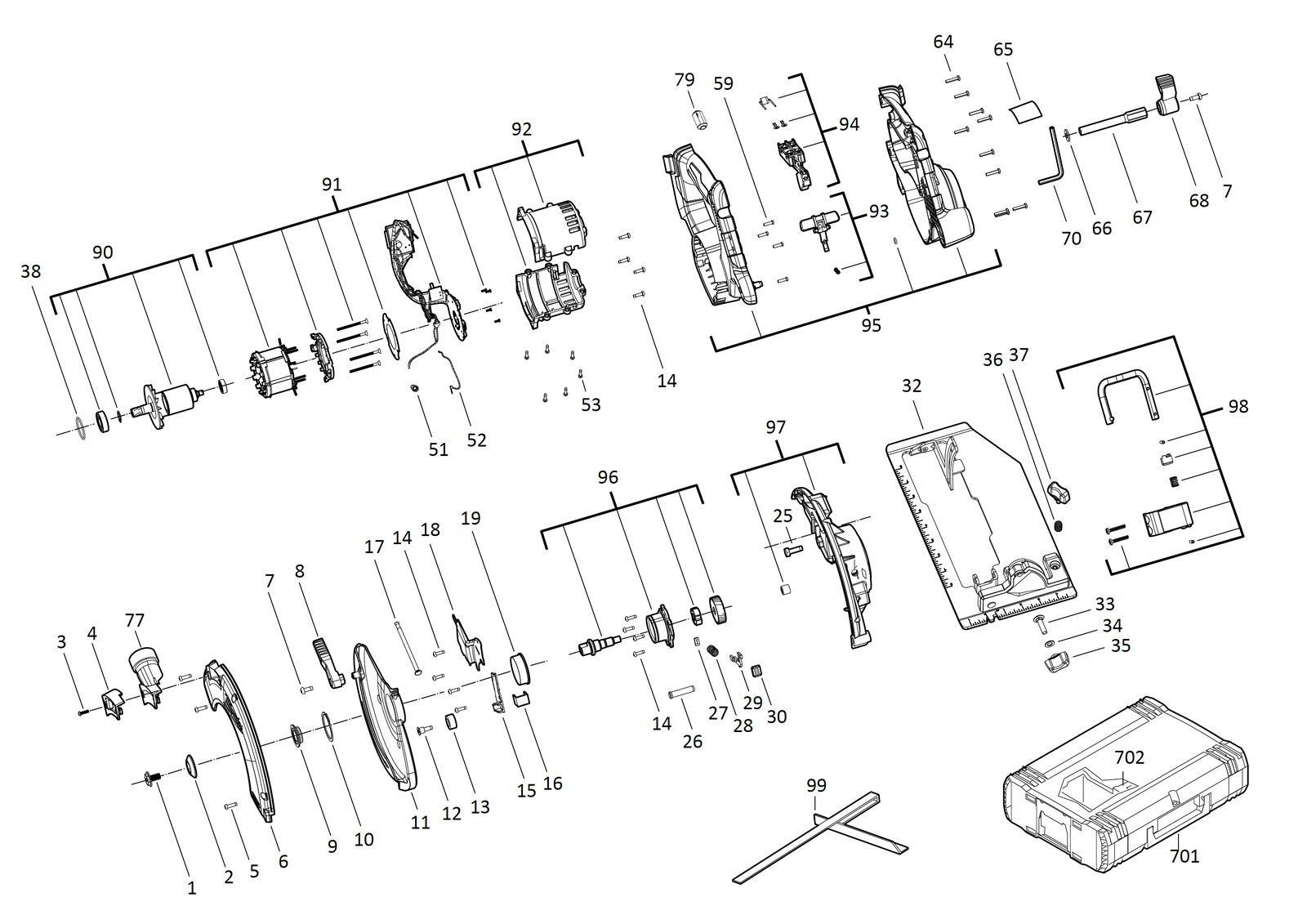 Взрыв-схема Пила Milwaukee M18BLCS66-0X