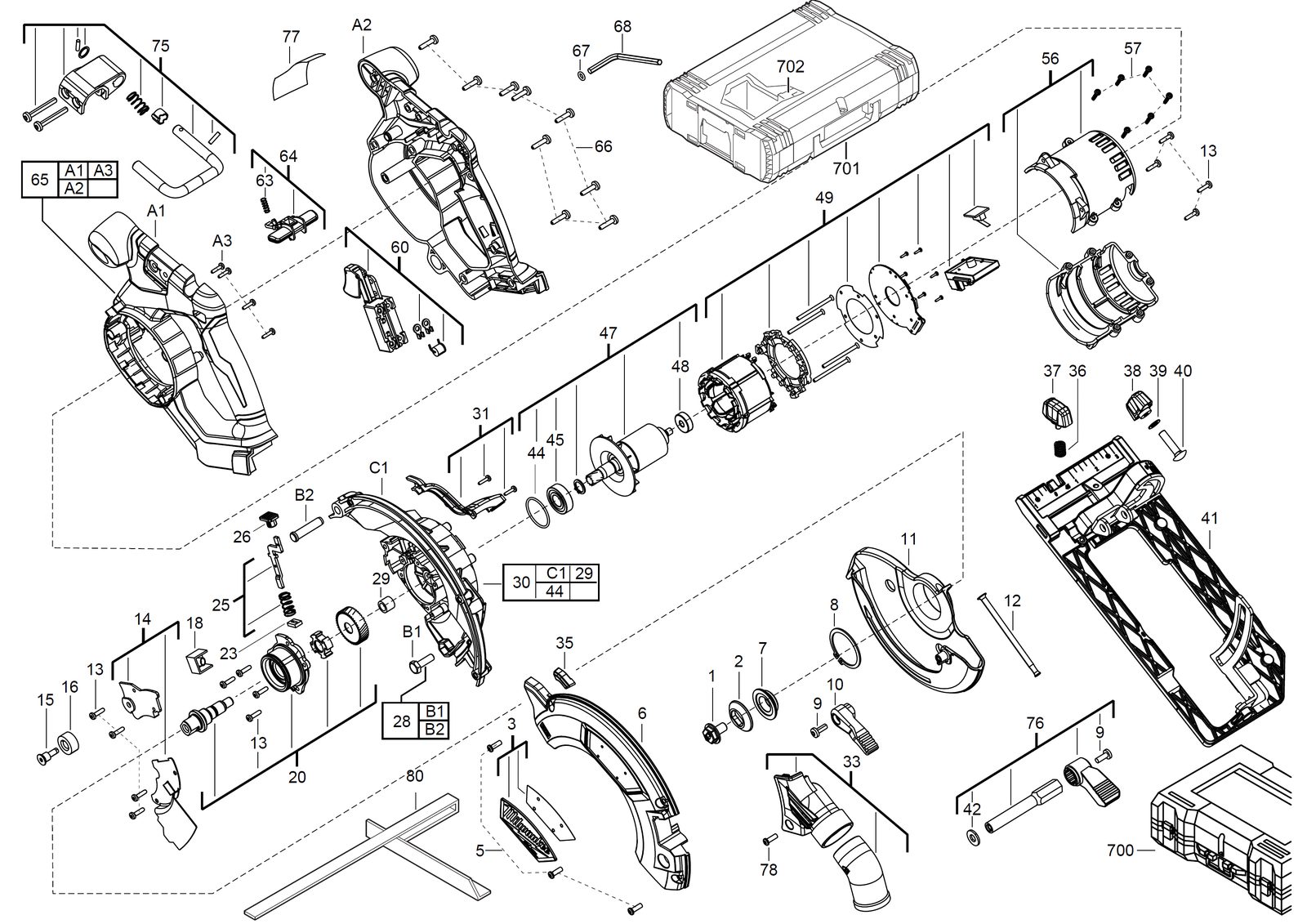 Взрыв-схема Пила Milwaukee M18CCS55-902X