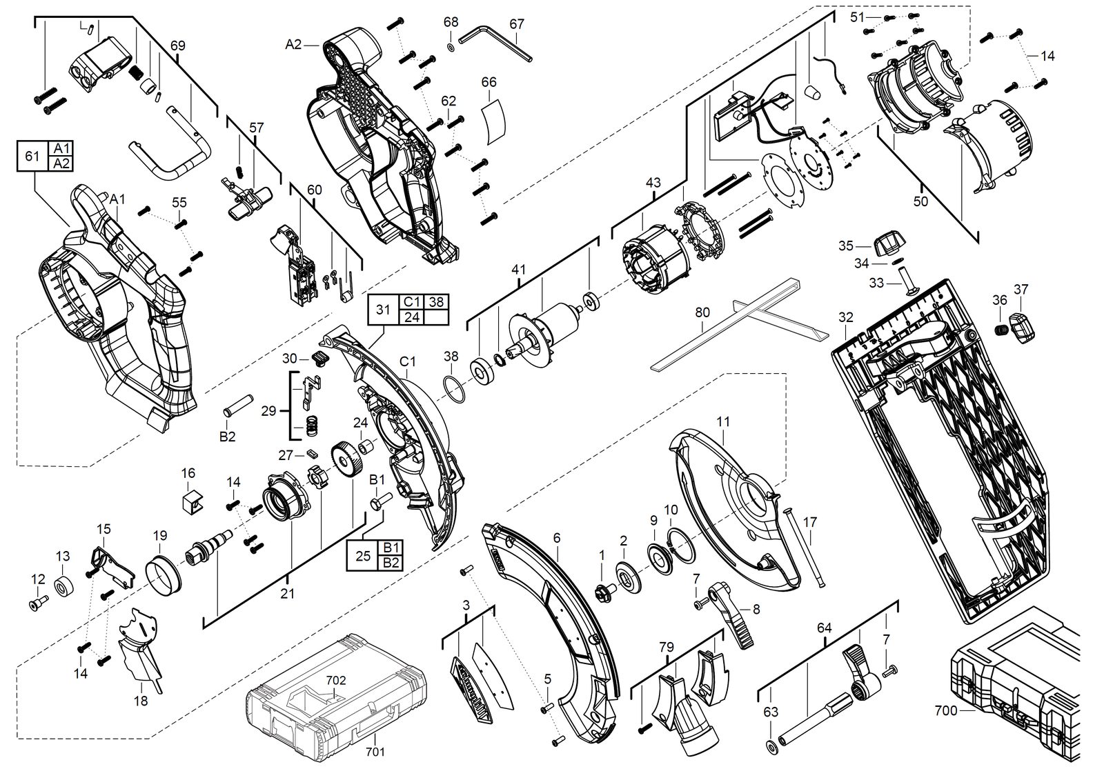 Взрыв-схема Пила Milwaukee M18CCS66-0X