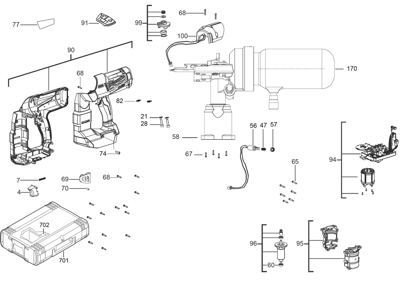 Взрыв-схема Milwaukee M18CN16GA-0 — лист 1
