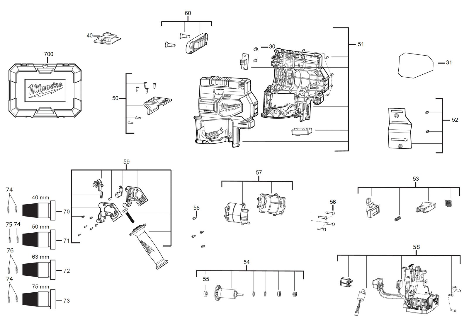 Взрыв-схема Milwaukee M18ONEBLPXPL-502C — лист 2