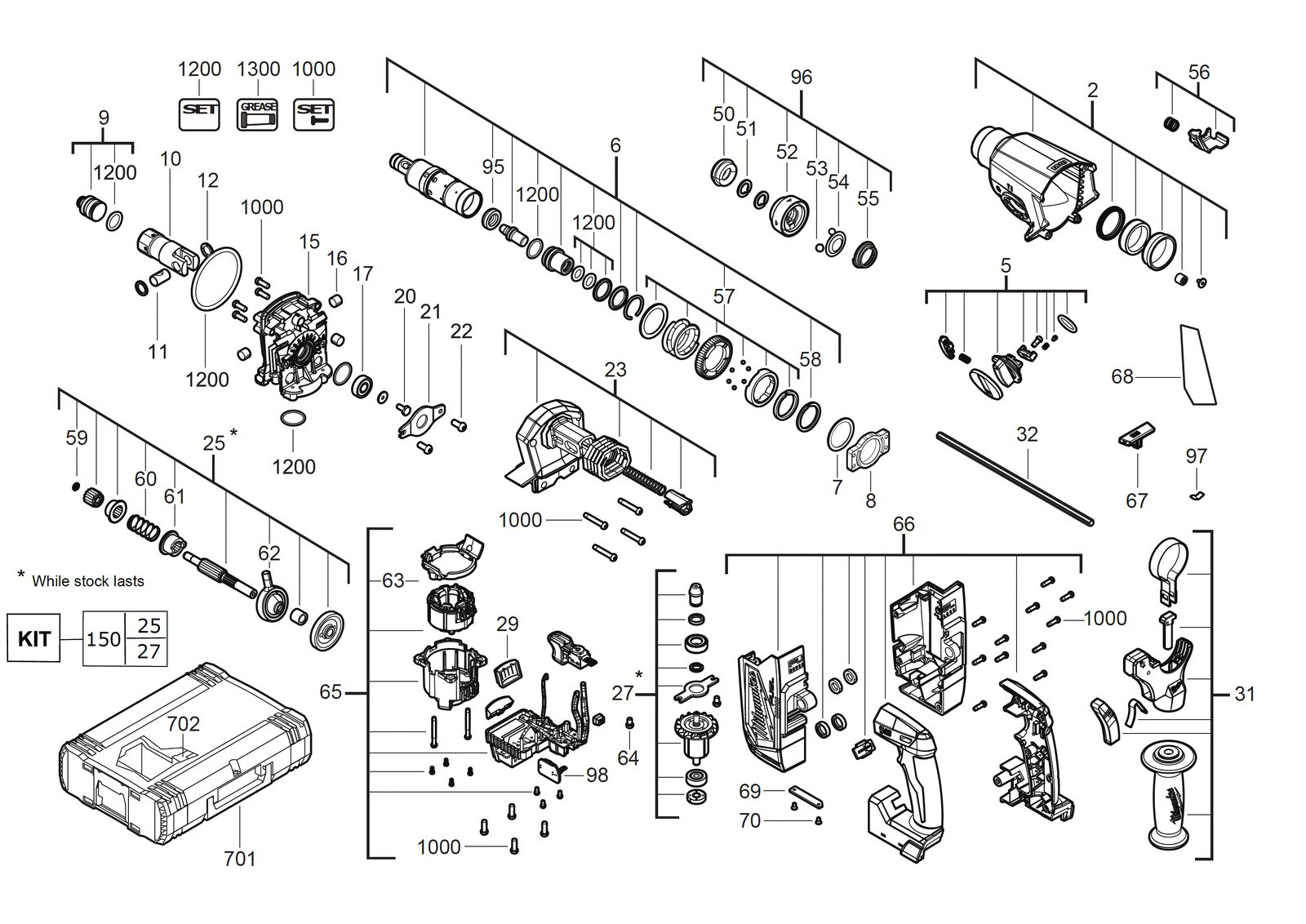Взрыв-схема Перфоратор Milwaukee M18ONEFH-0X
